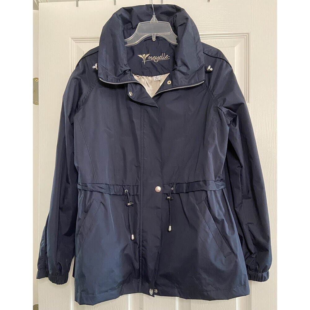 Neyelle Rain Jacket Women’s large 80s Vintage Navy Double Drawstring Lined